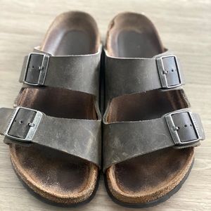 Tobacco Gray Arizona Soft Footbed Birkenstocks